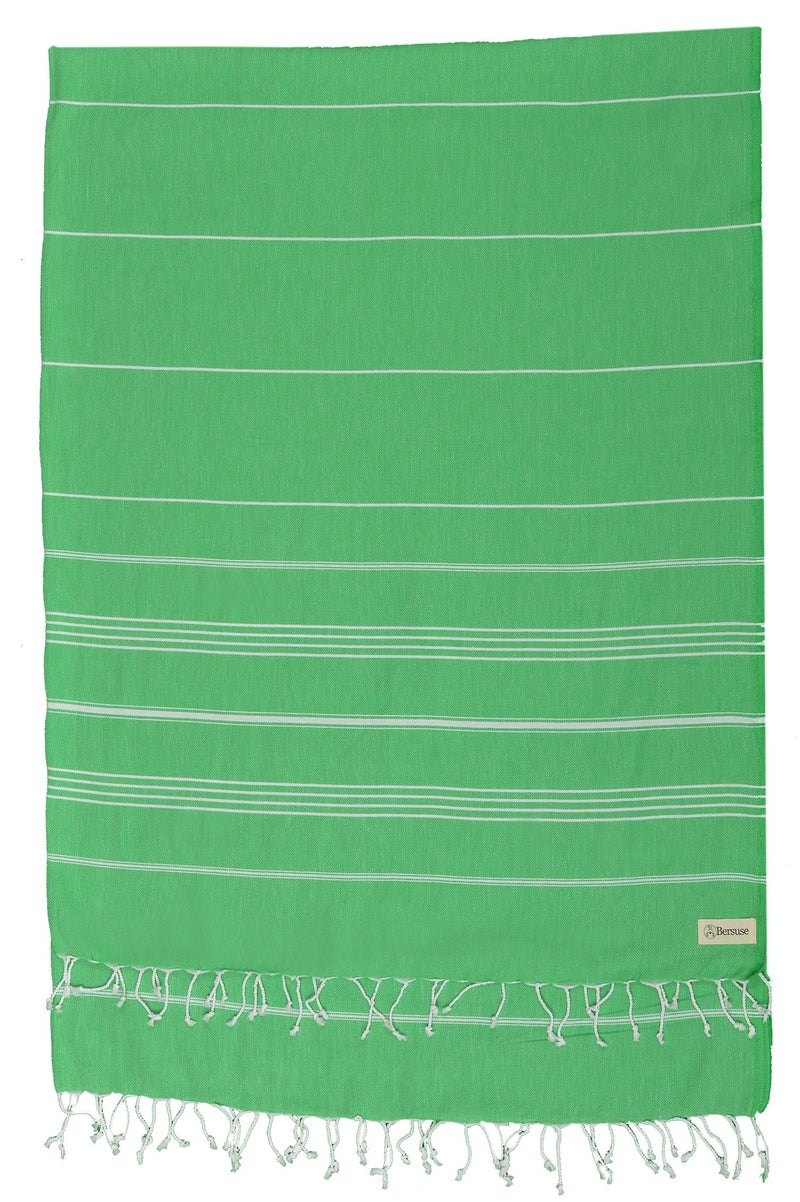 Bersuse Towels Anatolia XL Beach Blanket Throw Blanket Turkish Towel 100% Cotton Extra-Large Quick-Dry Lightweight Premium Peshtemal Towel - 61x82 Inches, Green - Image 1